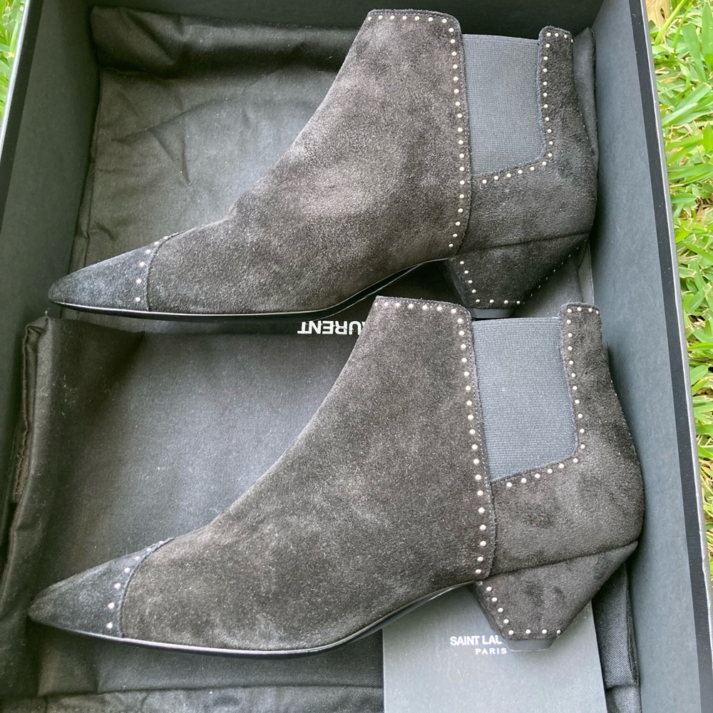 Saint Laurent Black Blaze Studded Booties - Picture 7 of 14